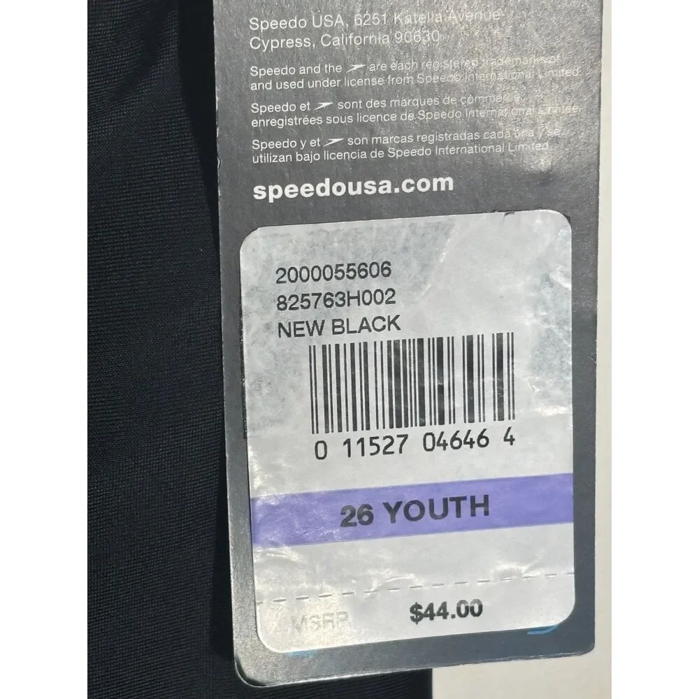 Speedo PowerFLEX Eco Youth 26 Jammer Black Competition Swim Shorts NWT